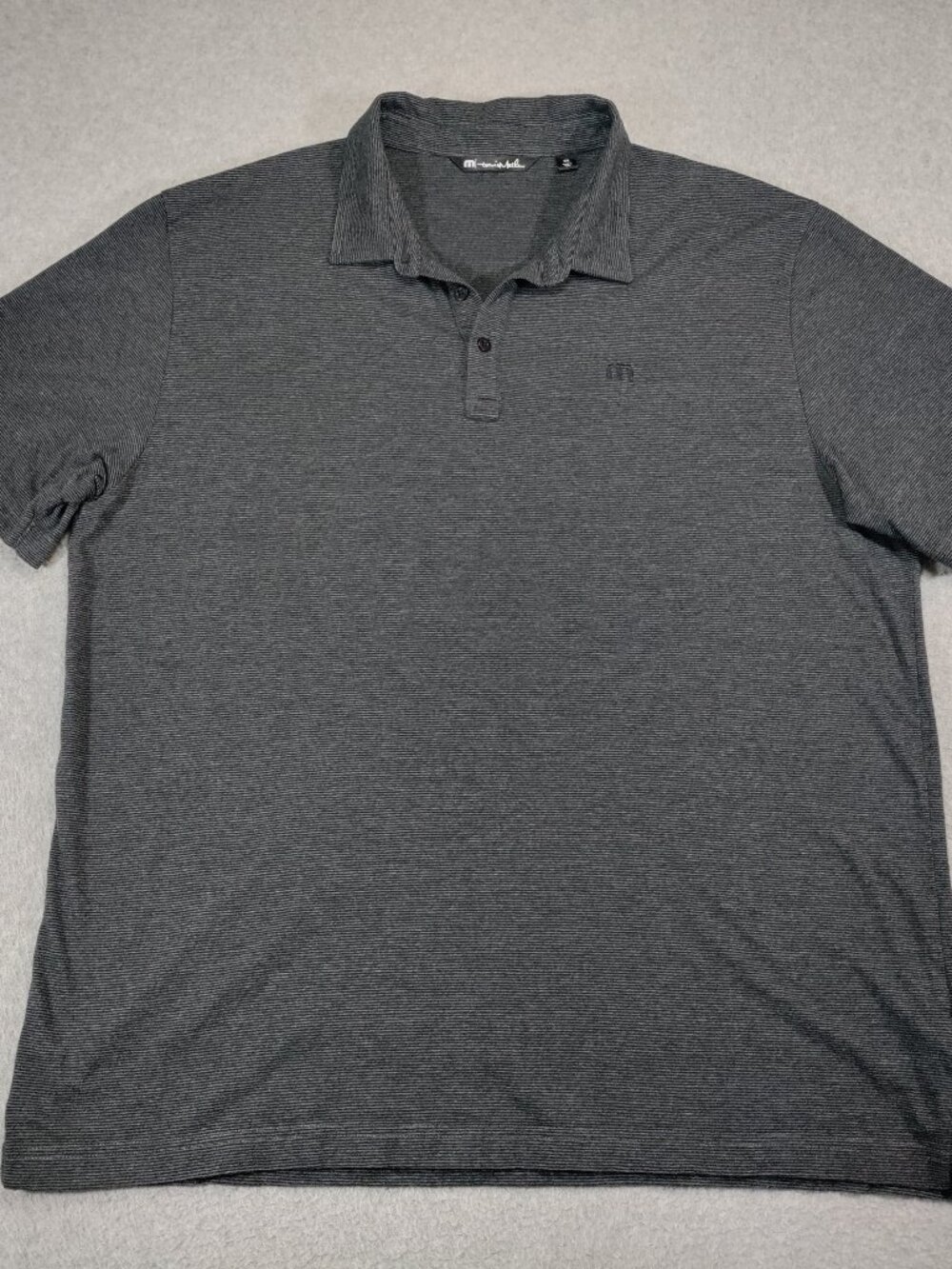 Travis Mathew Polo Shirt Mens XXL Gray Striped Cotton Modal Blend Comfort Golf